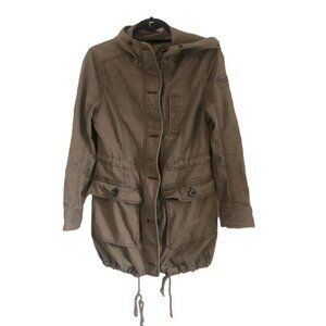 Abercrombie and Fitch Womens Army Green Drawstring Parka Jacket Size Small